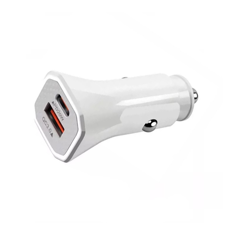 Chargeur Allume Cigare charge rapide 38W PD QC3.0 20W - Blanc