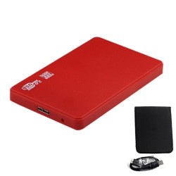 Boîtier Disque Dur Externe 2.5 " Coque USB 3.0 vers SATA Pour HDD SSD Avec câble - Rouge