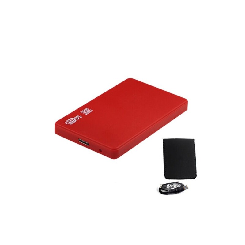 Boîtier Disque Dur Externe 2.5 " Coque USB 3.0 vers SATA Pour HDD SSD Avec câble - Rouge