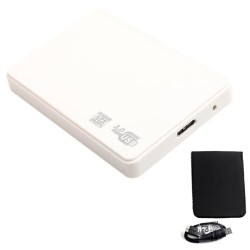 Boîtier Disque Dur Externe 2.5 " Coque USB 3.0 vers SATA Pour HDD SSD Avec câble - Blanc