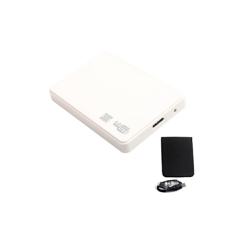 Boîtier Disque Dur Externe 2.5 " Coque USB 3.0 vers SATA Pour HDD SSD Avec câble - Blanc