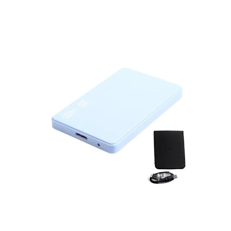 Boîtier Disque Dur Externe 2.5 " Coque USB 3.0 vers SATA Pour HDD SSD Avec câble - Bleu Ciel